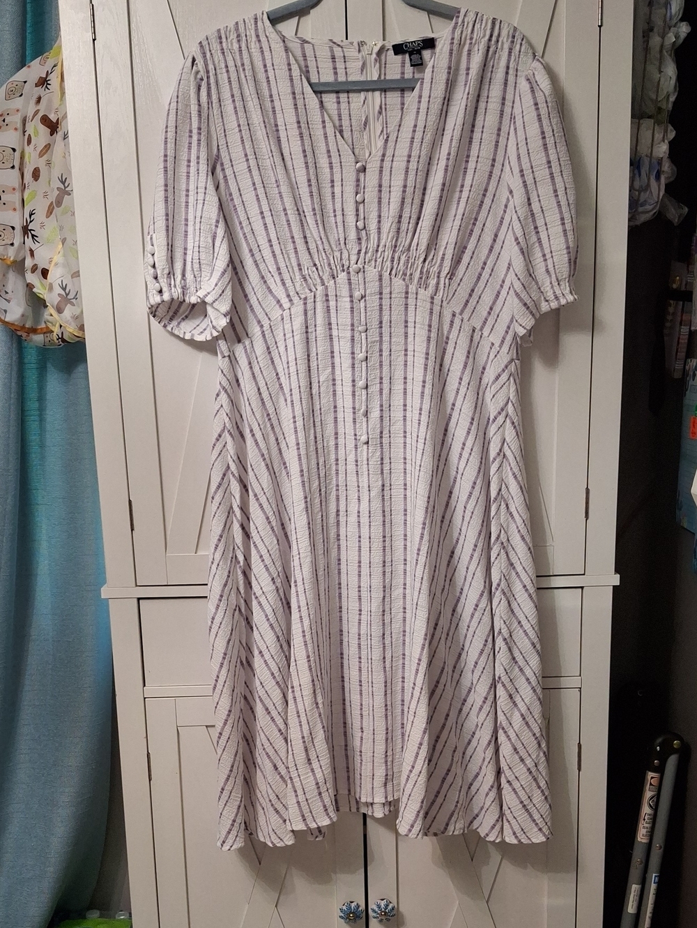 Purple And White Strip Dress